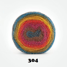 Farbe 304 - Papatya CAKE Silver- 150g (bunt+Goldfaden) Farbe 304 - Papatya CAKE Silver- 150g (bunt+Goldfaden)