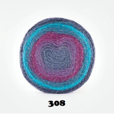 Farbe 308 - Papatya CAKE Silver- 150g (türkis-lila+Silberfaden) Farbe 308 - Papatya CAKE Silver- 150g (türkis-lila+Silberfaden)